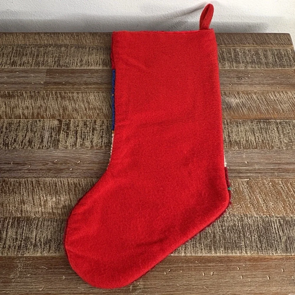 Punch Needle Christmas Stocking Santa Holiday Tree Teddy Bear 18